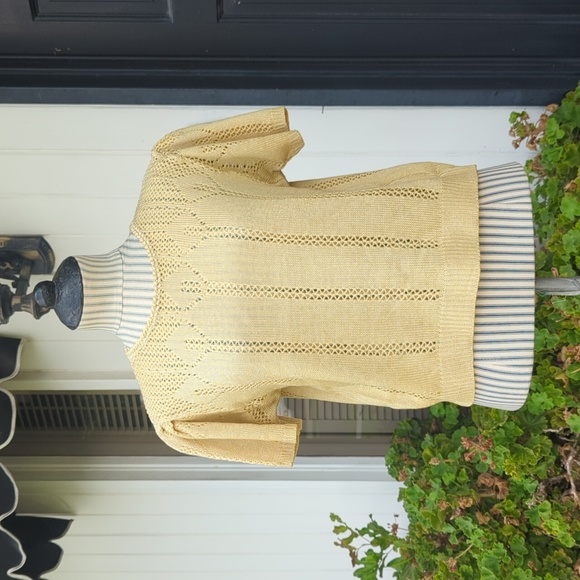 Vintage Spring Knit Short Sleeve Pointelle Sweater - Picture 2 of 12